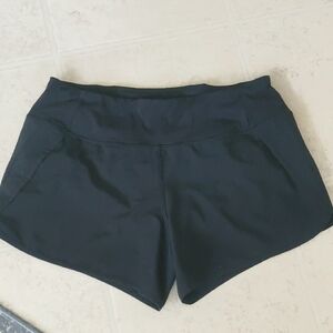 CRZ YOGA Black Athletic Running High Rise Shorts Moisture-Wicking Performance